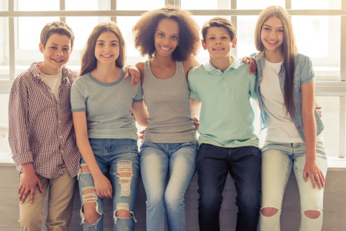 Group of older children smiling